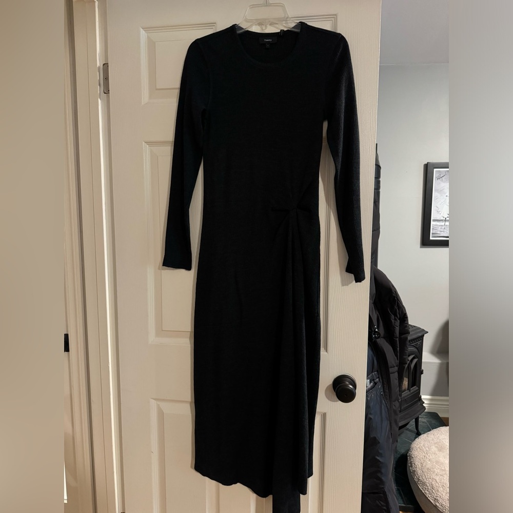 Charcoal Ribbed Knit Theory Dress Large